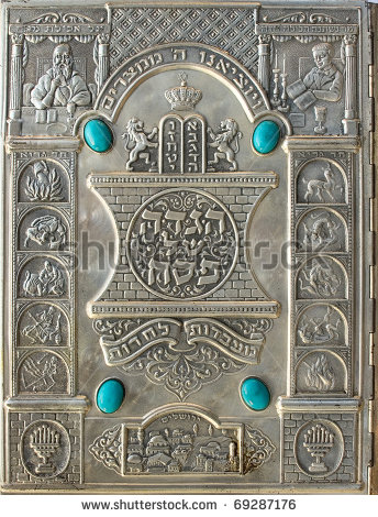 stock-photo-vintage-silver-pesach-haggadah-cover-useful-as-background-69287176